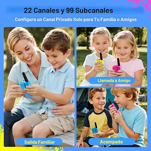 Miniatura 7 de Walkie Talkies para niños, juguetes para niños y niñas de 4 a 6 años, 3 millas de alcance, walkie talkie para acampar, al aire libre, regalos