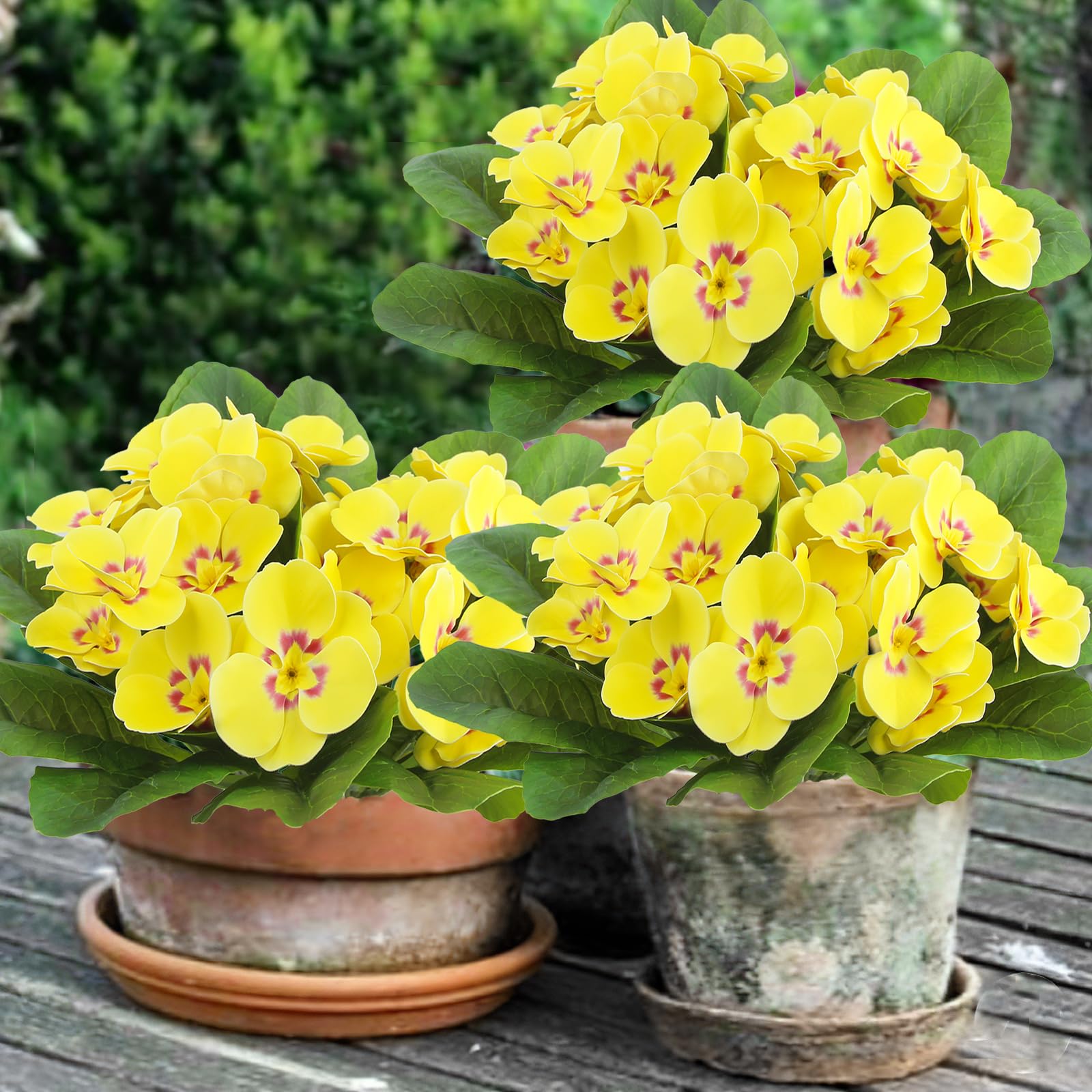 CITYES 4 x künstliche Blumen, Frühlingsblumen, gelb