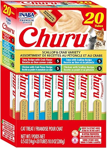 Vista 11 de Bocadillos Churu de INABA para gatos, puré cremoso para gatos, sin cereales, que se puede lamer y exprimir/suplemento con vitamina E y taurina, 10