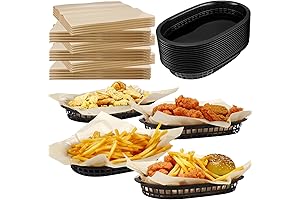 16 Pack Classic Black Fast Food Baskets and Deli Liners