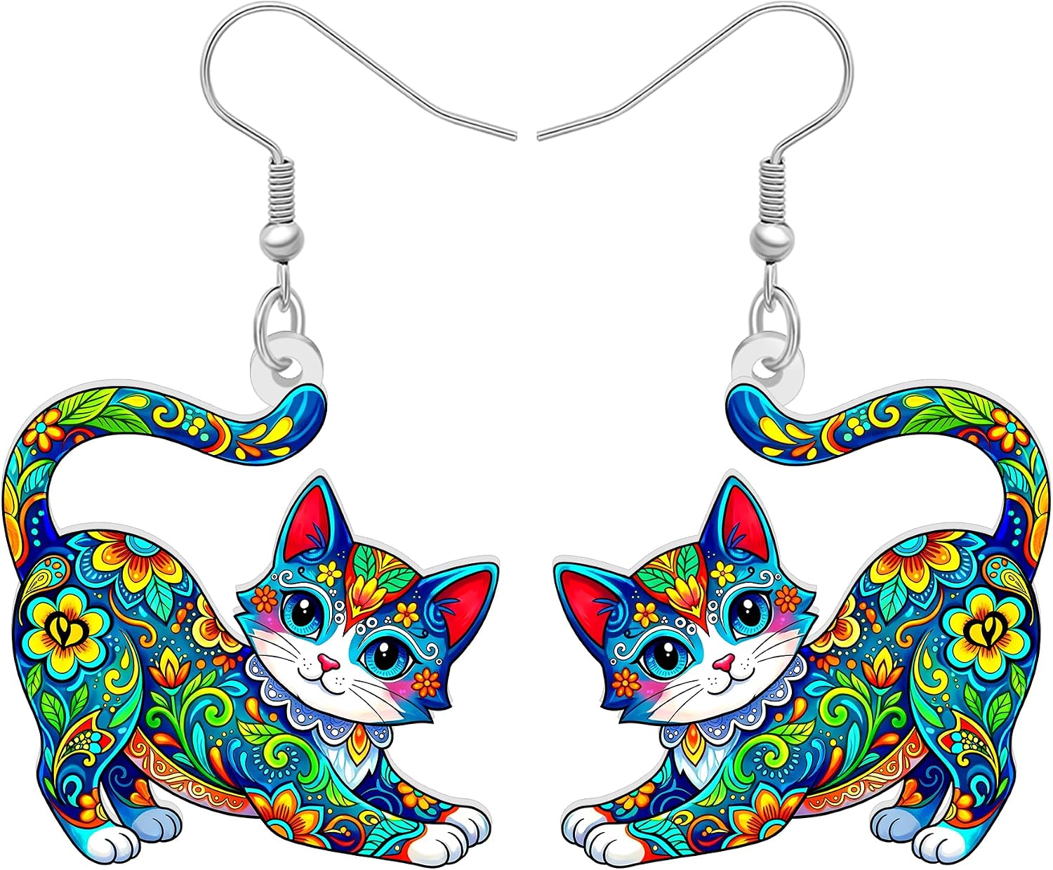 Funny Cat Dangle Earrings Boho Gifts for Women Mom