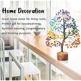 Crocon Seven Chakra Crystal Tree of Life for Positive Energy Feng Shui Money Tree Bonsai Gem Stone Home Decor Thoughtful Birthday Gifts for Women Mother Sister Housewarming Gift New Home Present