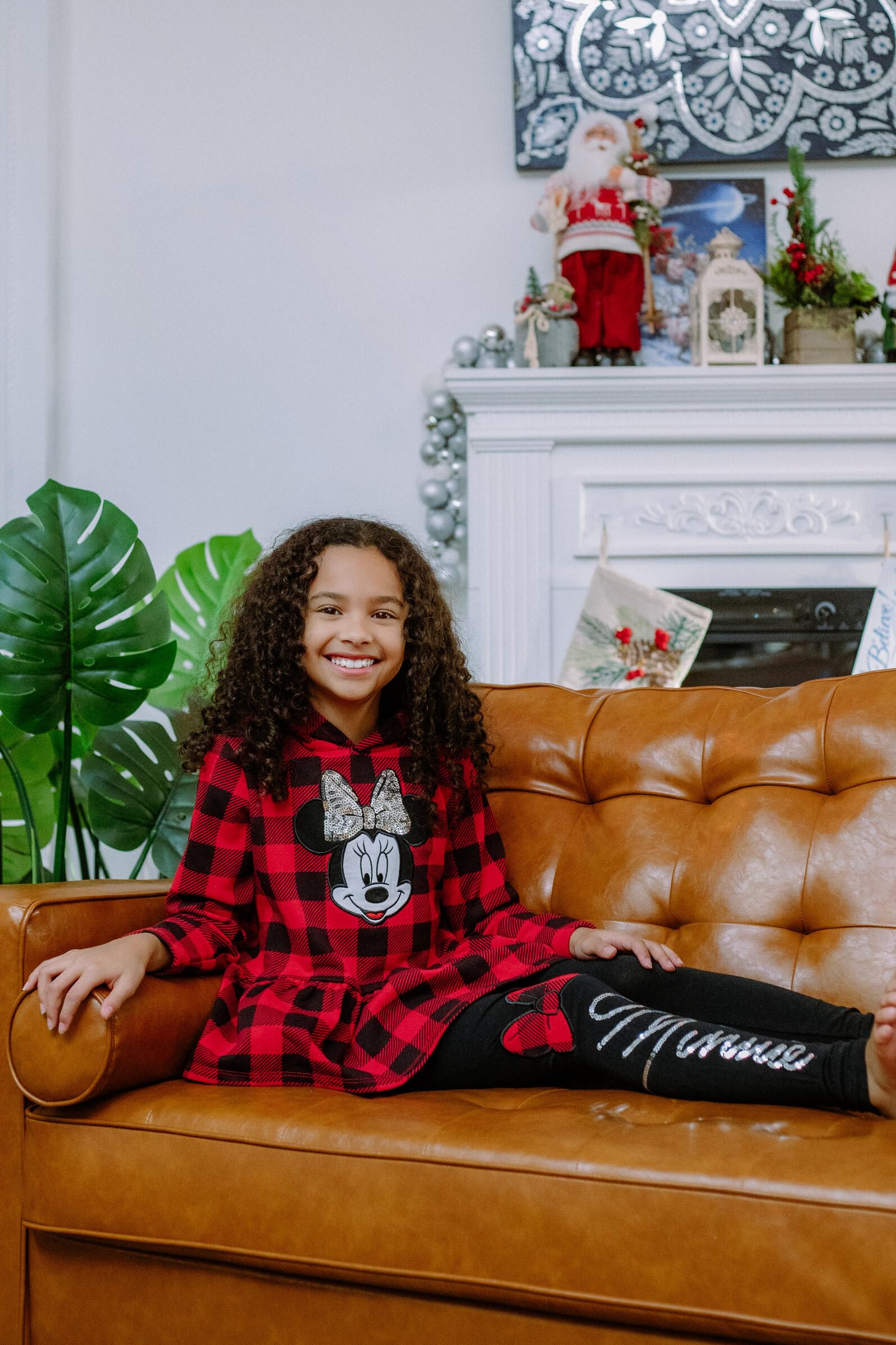 Disney Minnie Mouse - Felpa con cappuccio incrociato in pile e leggings per bambini grandi (12 mesi - 14-16)