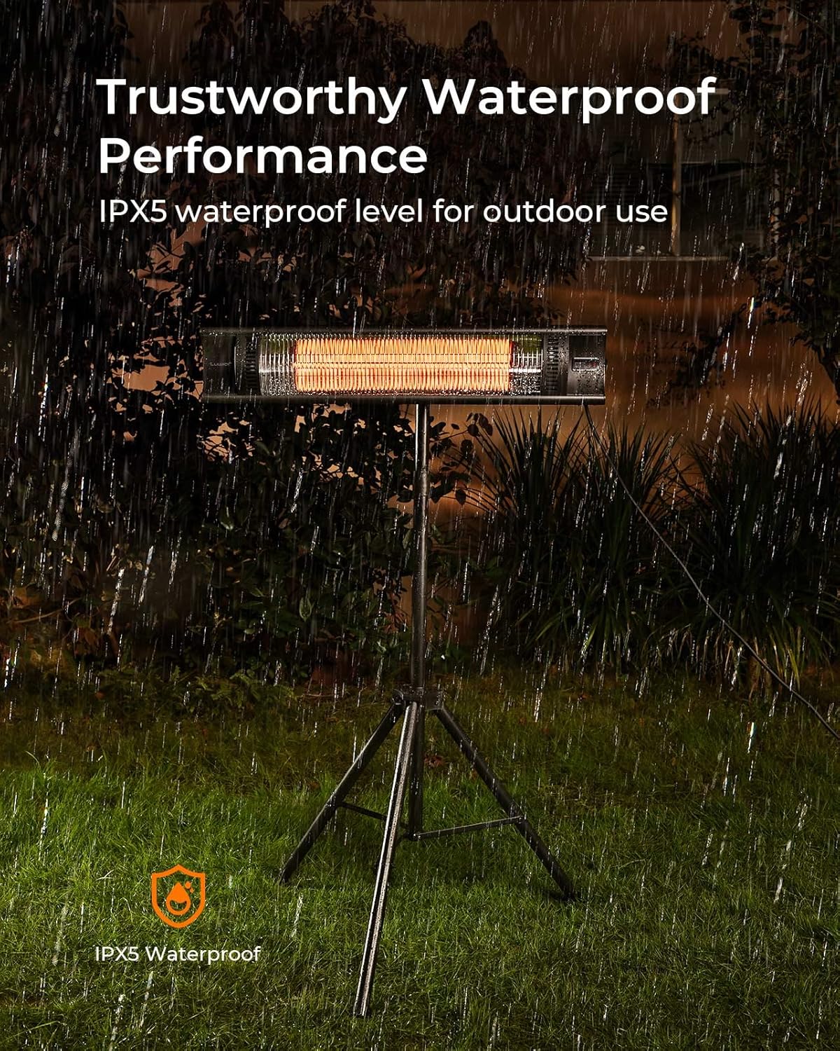 Outdoor Patio Heater, Luwior 1500W Electric Infrared Heater with Remote, 3 Modes, 24H Timer Auto Shut Off, Space Heater with Tip-over Over-heat Protection, IPX5, Wall-mounted/Tripod For Garage Backyard : Everything Else