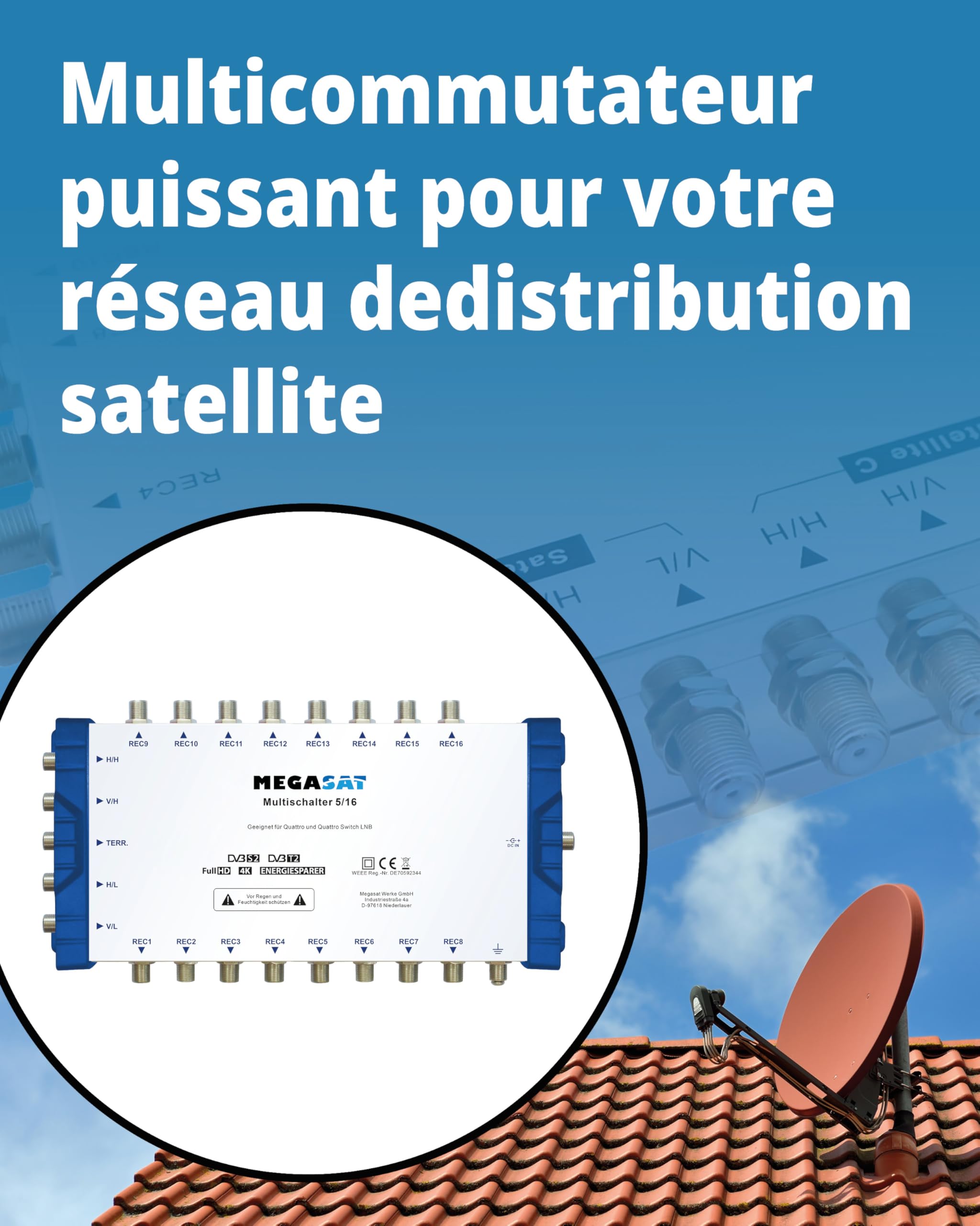 Megasat Multiswitch 5/16 – Multiswitch (ricezione di 1 satellite, fino a 16 utenti)