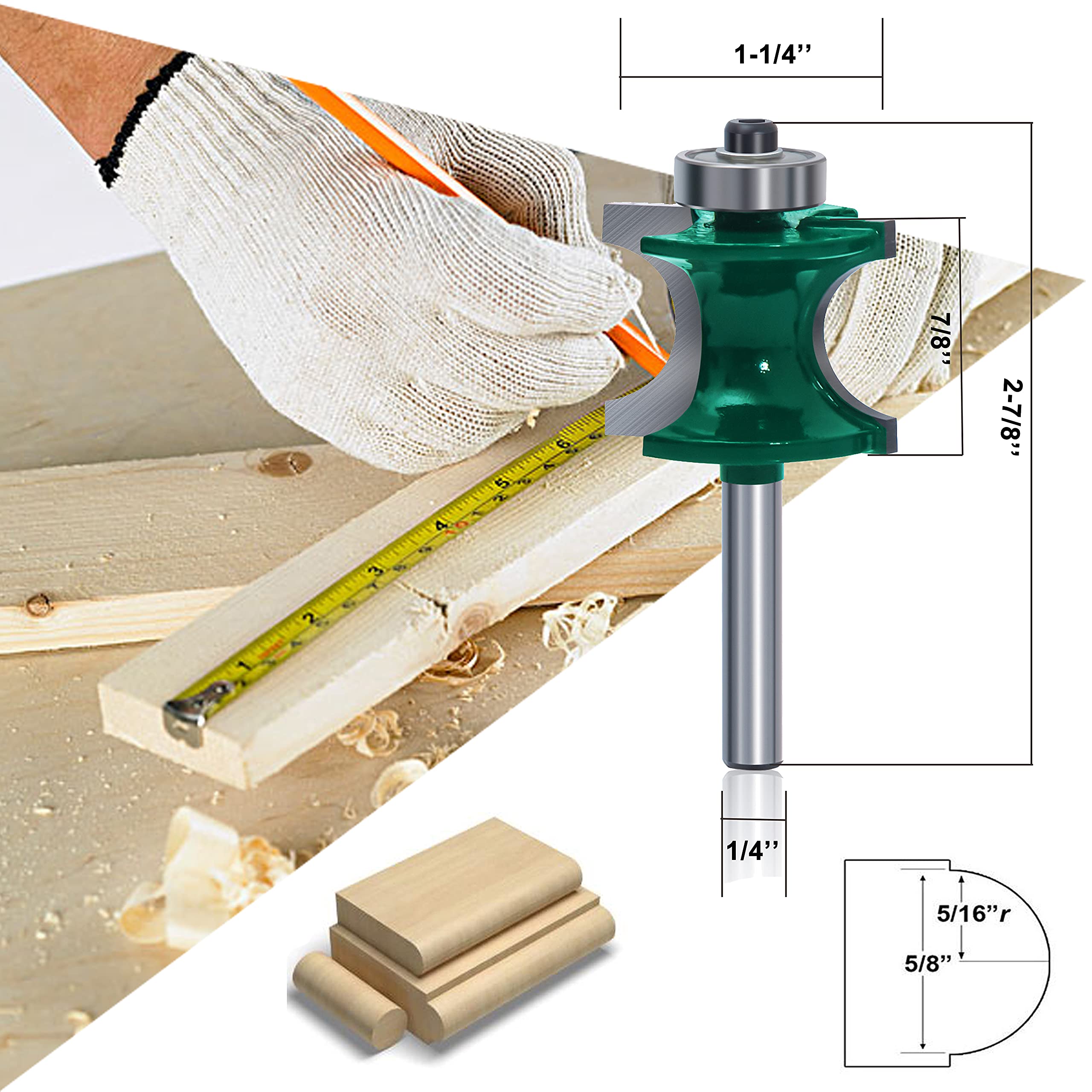 MAYLINE 1/4 Inch Shank Router Bits Sets 5 PCS, Tongue Groove Rail Stile Woodwork Milling Cutter Router Bit Set - Image 4