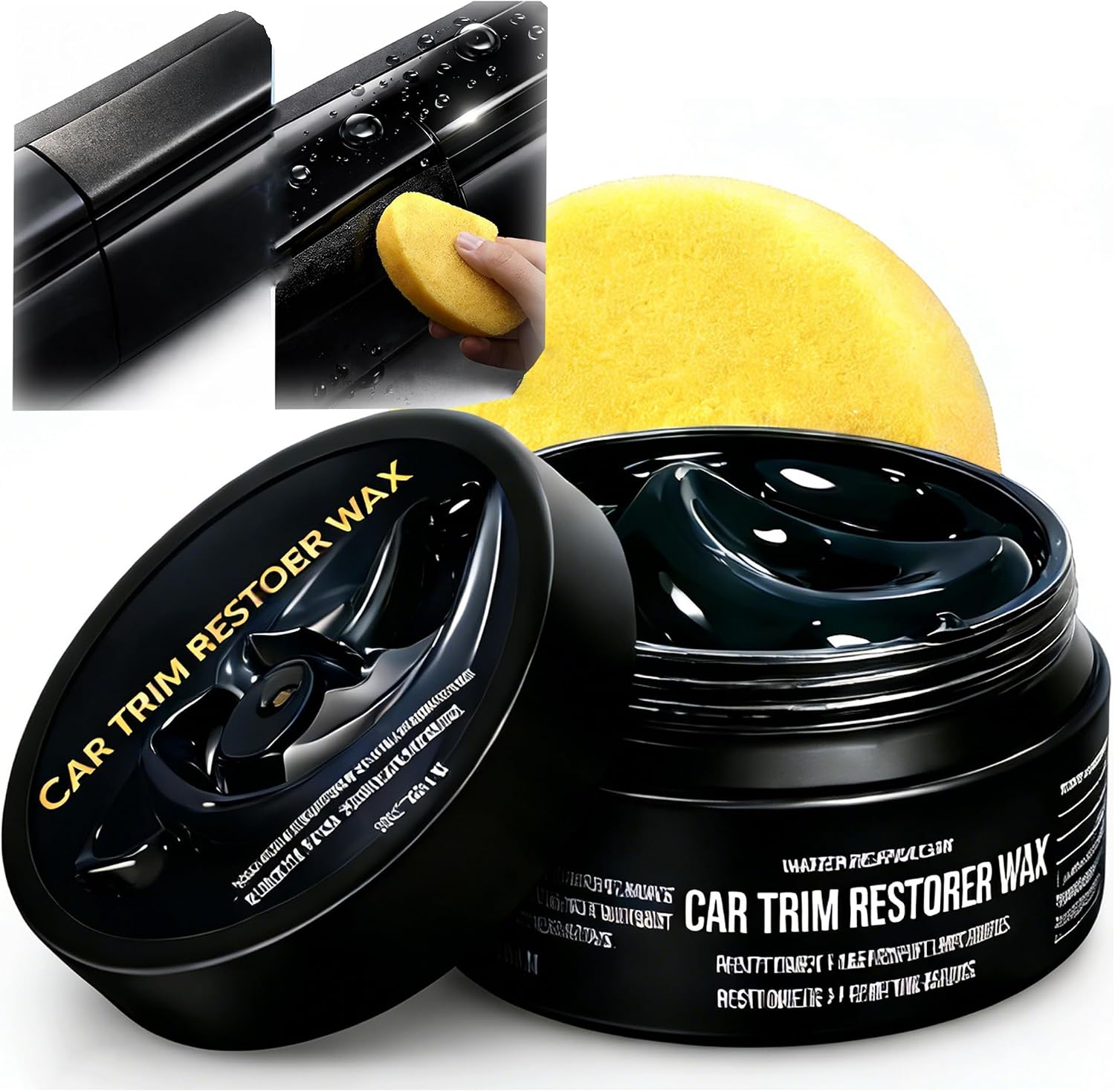 Trim Restoration Wax for Cars German-Formulated Professional Back-to-Black Plastic & Trim Restorer with Cleaner, Low-Odor Revives Faded Exterior Plastics Vehicle Refresh After Wash Ceramic Maintenance