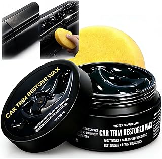 Trim Restoration Wax for Cars German-Formulated Professional Back-to-Black Plastic & Trim Restorer with Cleaner, Low-Odor Revives Faded Exterior Plastics Vehicle Refresh After Wash Ceramic Maintenance