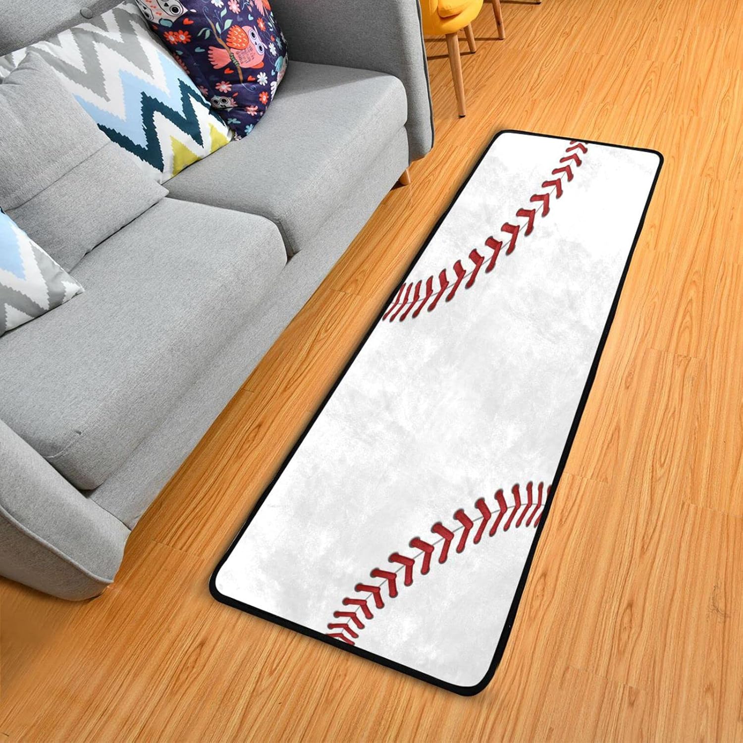 xigua Baseball Laces Runner Rug - 24"x72" Ultra Soft Non-Slip Floor Mat Washable Area Rugs for Kitchen Bathroom Entry Home Decor