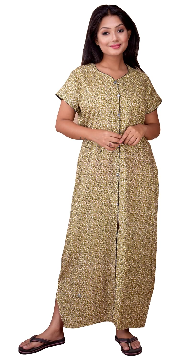 CLYMAA Woman's Cotton M, L, XL Size Full Open/Maternity/Patient/Nursing Nighty
