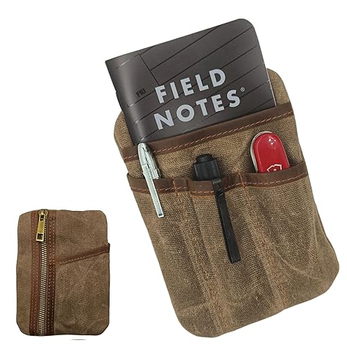Funda organizadora EDC Pouch con 6 bolsillos, lona encerada y piel, minibolsa para hombre