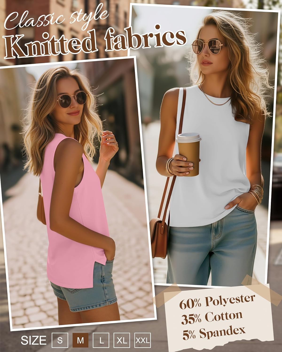 Ficerd 4 Pack Women's Sleeveless Tops, Casual Summer Loose Fit T Shirts Solid Color Tunic Tank Tops Ladies' Crew Neck - Image 5