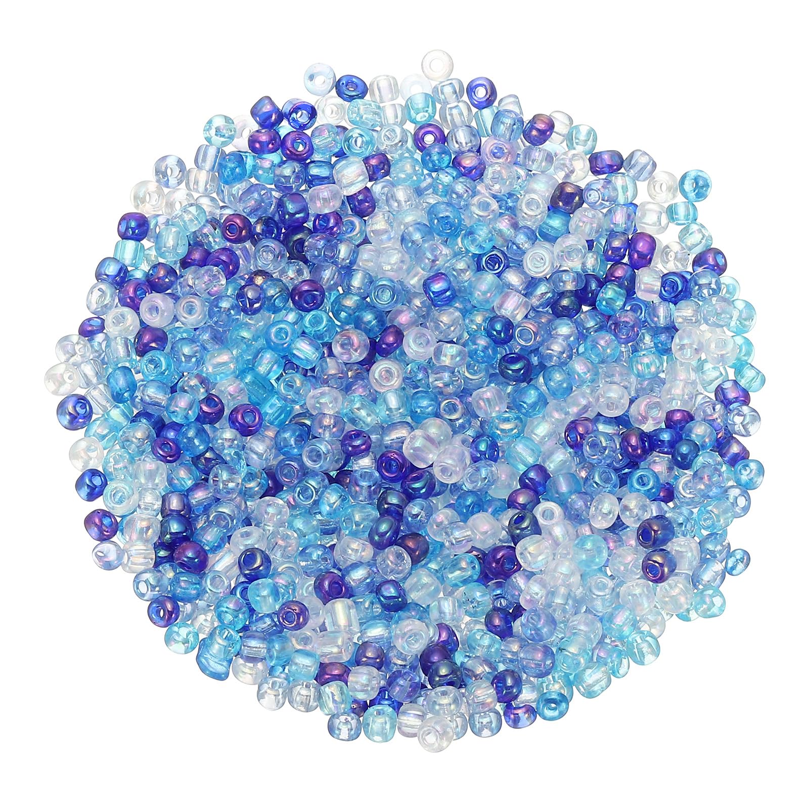M METERXITY 2000-Pack Glass Seed Beads, 3x3mm/0.12x0.12 Inch Tube Mini Glass Bugle Beads for DIY Earrings/Necklaces/Bracelets/Jewelry Making [Blue Color]