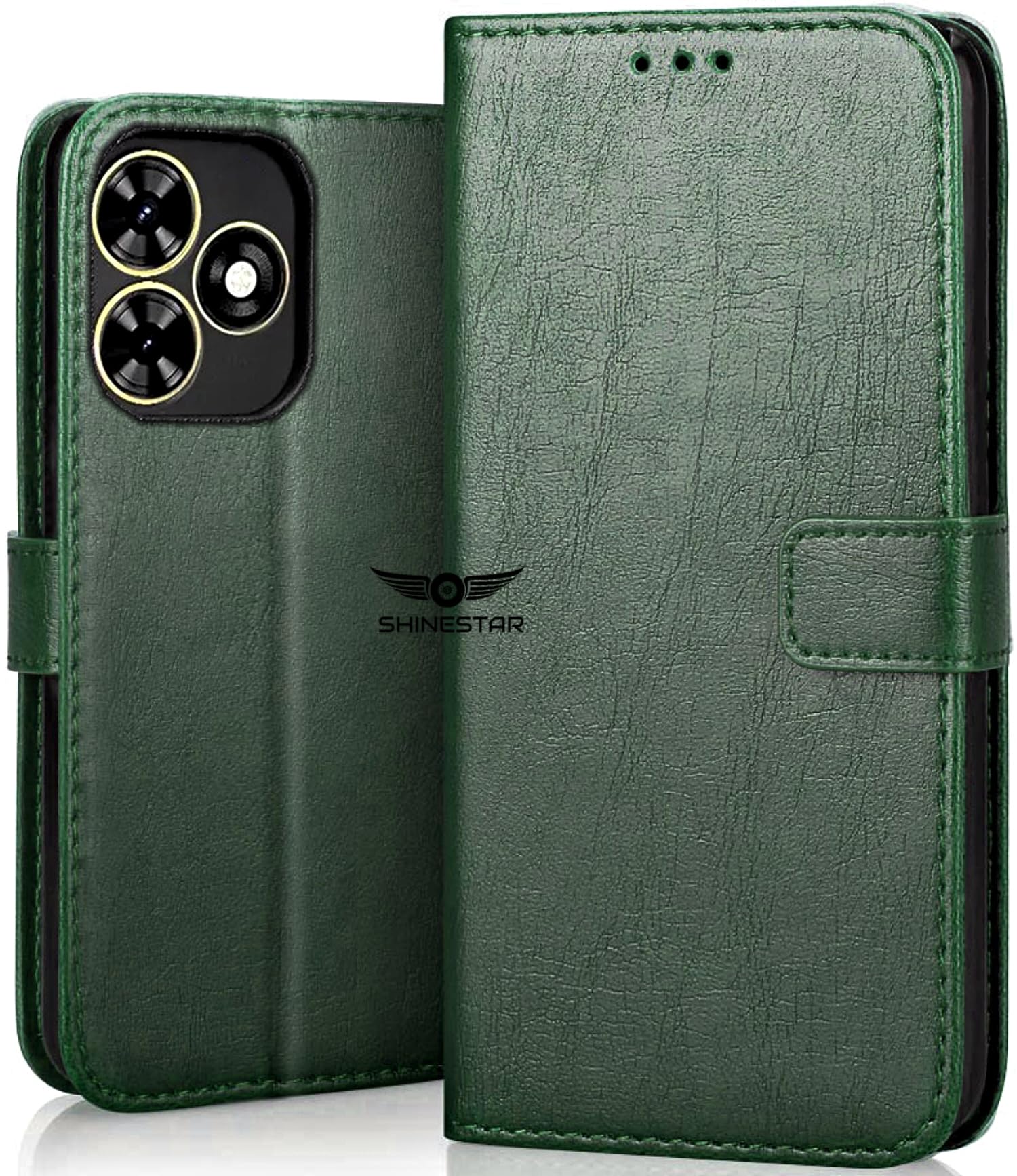 SHINESTAR Infinix Smart 8 Flip Back Cover | PU Leather Flip Cover Wallet Case with TPU Silicone Case Back Cover for Infinix Smart 8 - Unique Green (B0CTYPQ6W4) Amazon Price History, Amazon Price Tracker