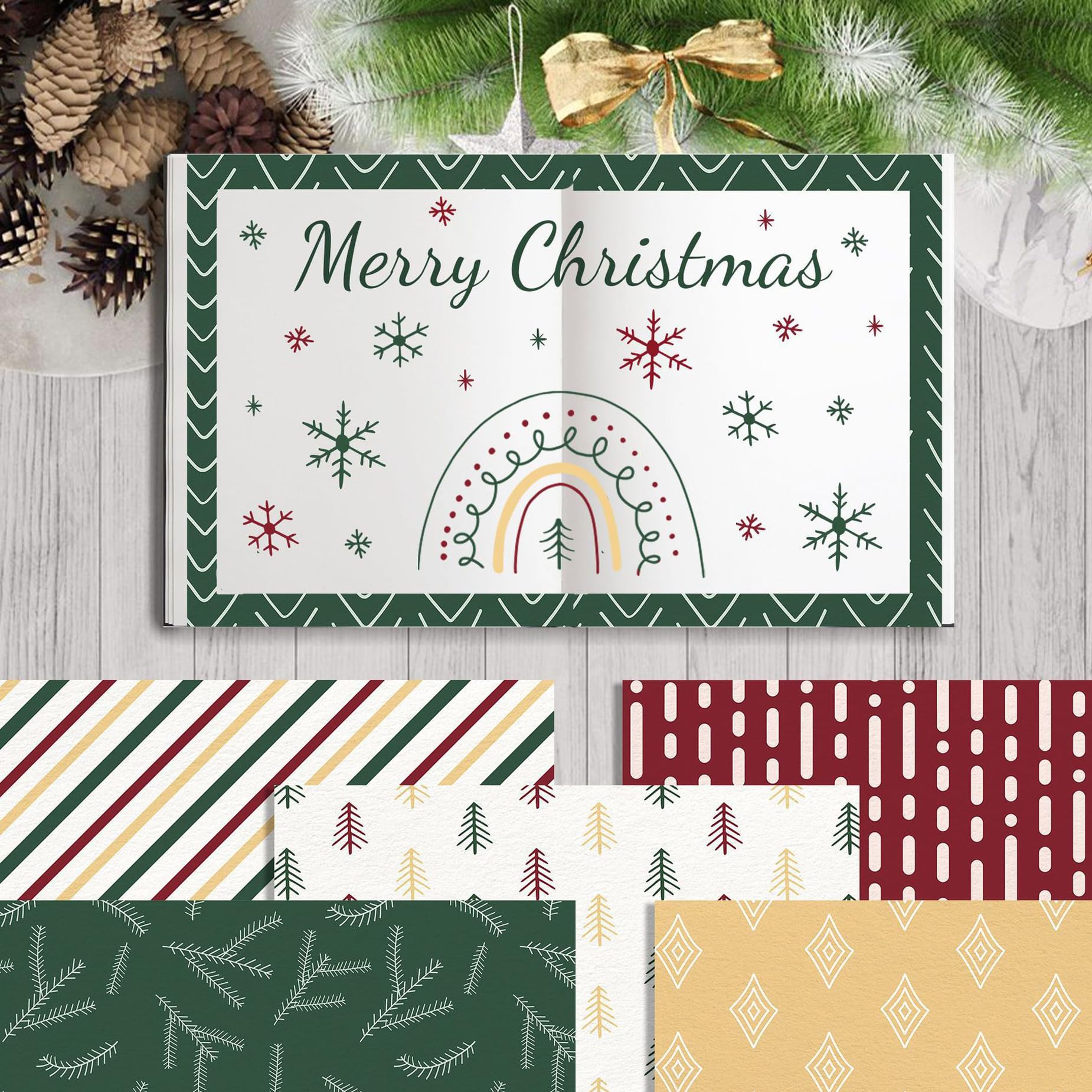 Papier do scrapbookingu, 24 arkusze 12"x12" dwustronnego papieru kartonowego, papier wzorzysty, 160 g/m2 ciężki papier dekoracyjny do dekoracji albumów ze zdjęciami(7)