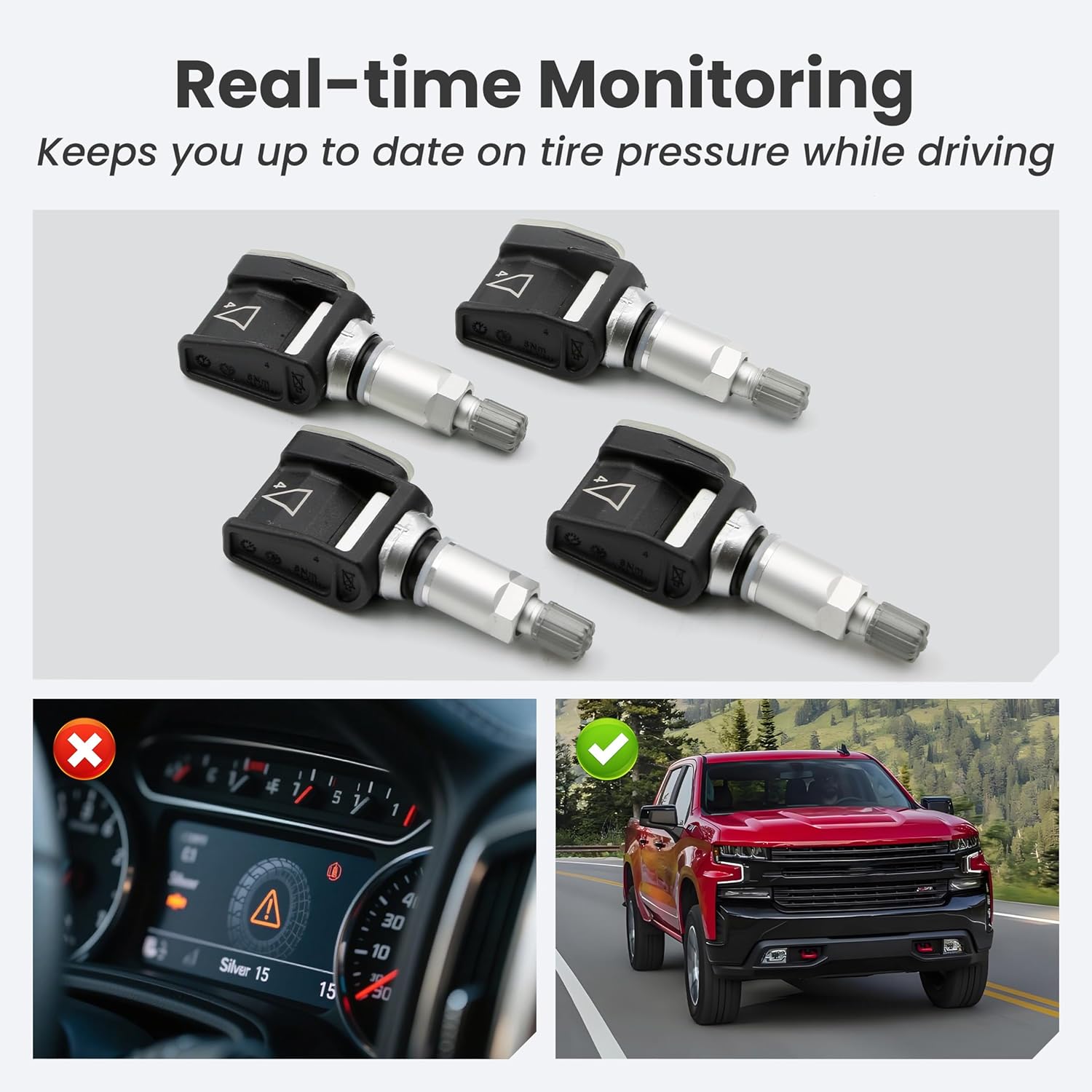 ASTROSYNC Tire Pressure Monitor Sensor Fit for Chevrolet Silverado Tahoe Suburban GMC Sierra Yukon Cadillac Escalade ESV 2020-2025 Replace 13545366 86803857 85110397 84152501, 4PCS