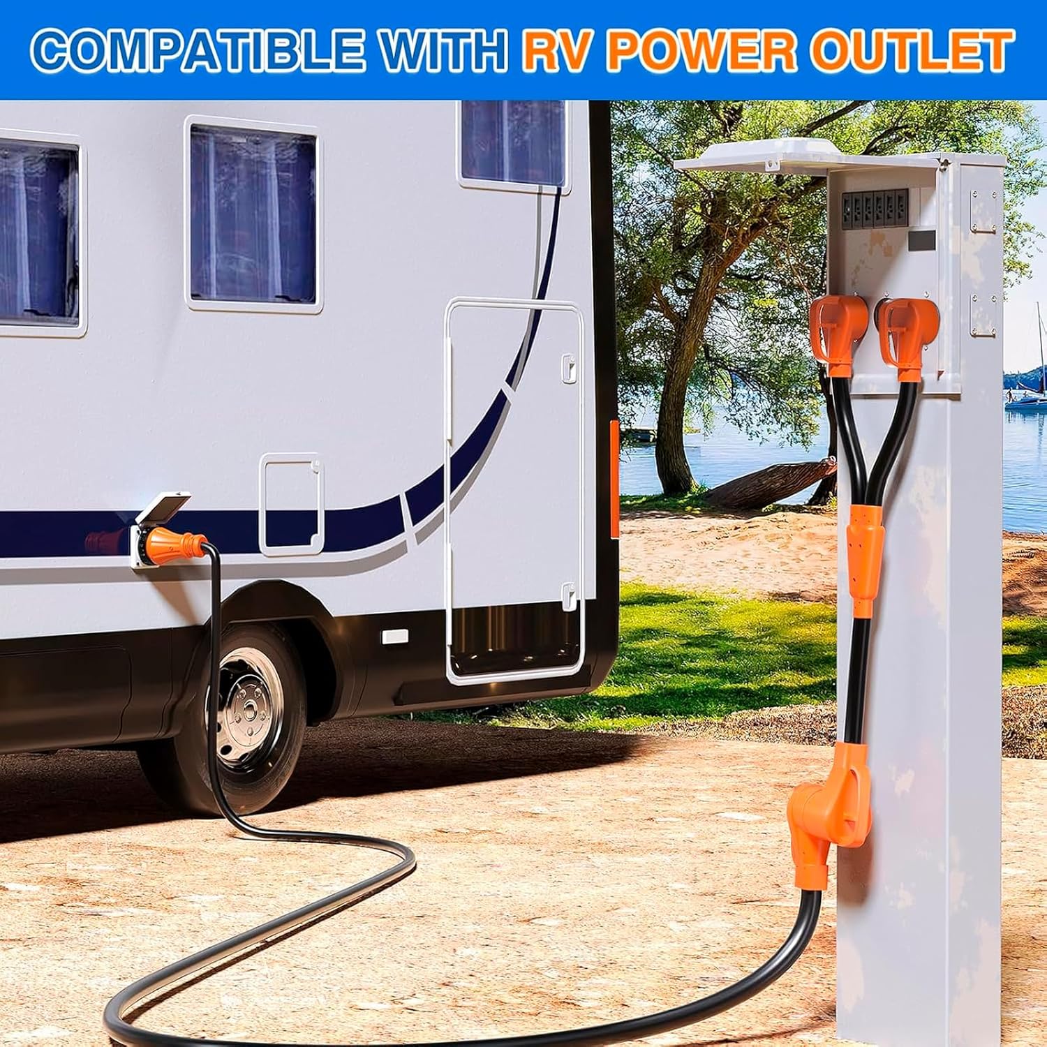 Nilight RV Y Splitter Adapter Cord 30 Amp to 50 Amp TT-30P Male Plug to 14-50R Female Receptacle Heavy Duty Electrical STW Wire Waterproof Cord for RV Camper Van Trailer