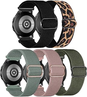 AHXLL 5 Packs Stretchy Nylon Bands Compatible With Galaxy Watch 5 Pro 45mm/ Watch 5 & 4 40mm 44mm/Watch 4 Classic 42mm 46mm/ Galaxy watch 6 Classic 43mm 47mm, 20mm Wristband