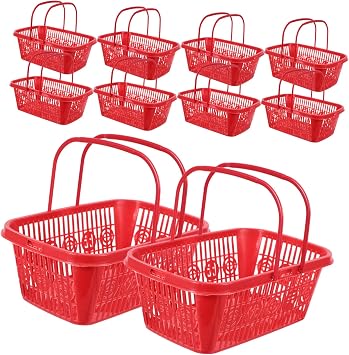 10pcs Plastic Strawberry Baskets Reusable Berry Containers for Farmers Market Party Grocery Stores Red Harvesting Baskets Compact Lightweight Design