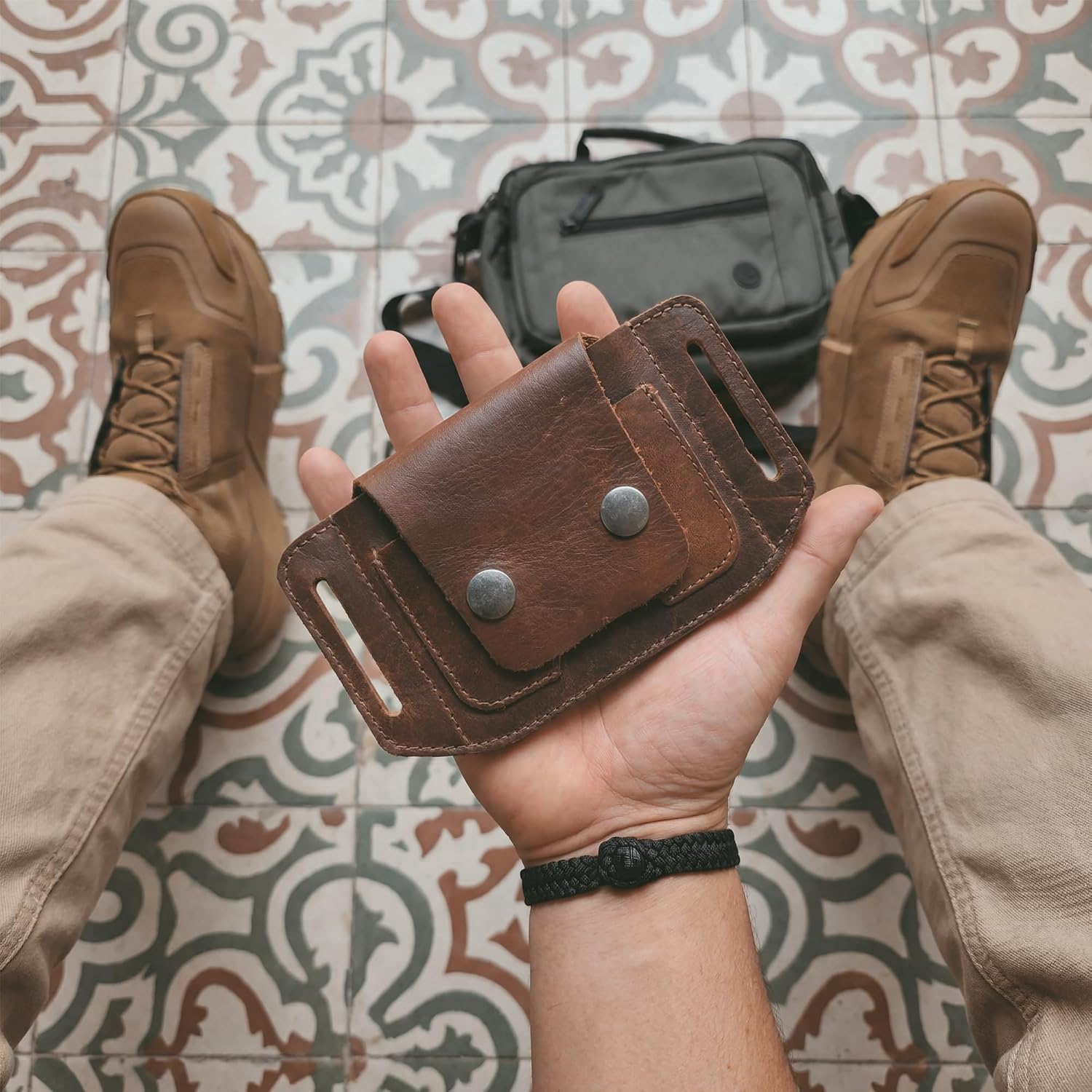Hide & Drink, Tactical Card Holder, Card Storage, Handmade from Full Grain Leather - Bourbon Brown