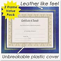 Vista 4 de GLOLITE NUDELL LLC - Marco de certificado de grano de cuero de 8.5 x 11 pulgadas, paquete de dos, color azul