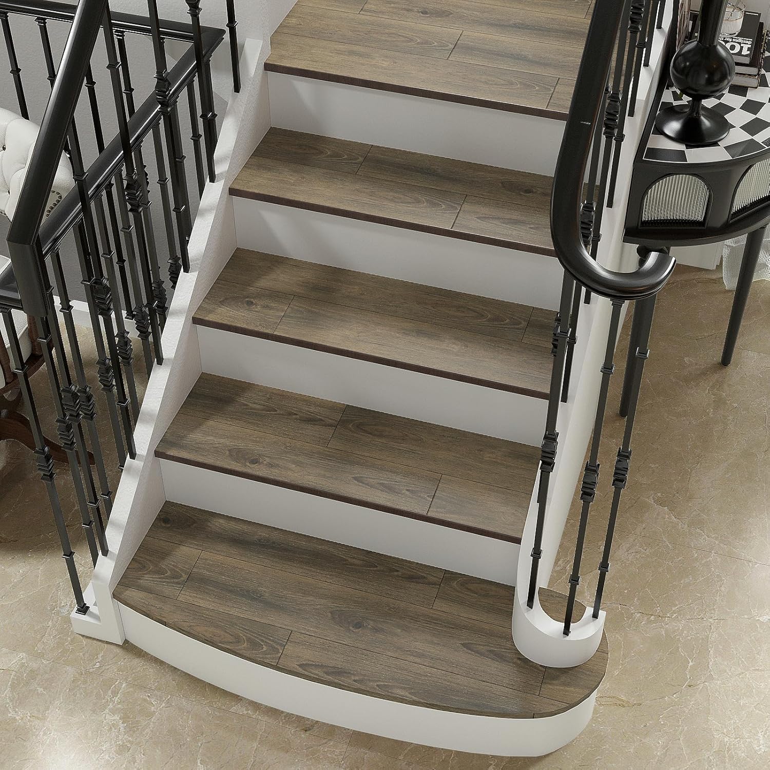 VaryPaper 36''x6'' 20 Pcs Natural Brown Wood Peel and Stick Flooring Planks Waterproof Stick on Floor Tiles for Bathroom Kitchen Removable Self Adhesive Vinyl Flooring Tiles for Bedroom Basement