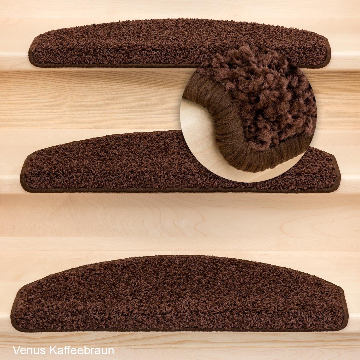 Kettelservice-Metzker Stufenmatten Shaggy - Venus Halbrund - Kaffeebraun & versch. Set. Varianten ! (15 STK.Kaffeebraun)