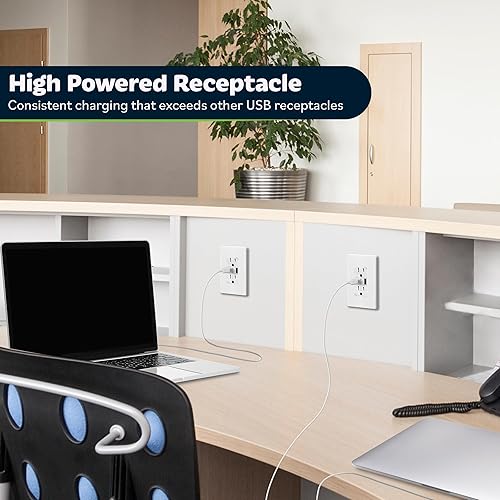 Miniatura 6 de TOPGREENER GaN - Toma USB PD tipo C, salida de pared de hasta 65 W, salida USB C de ultra velocidad de 15 amperios, receptáculos resistentes a