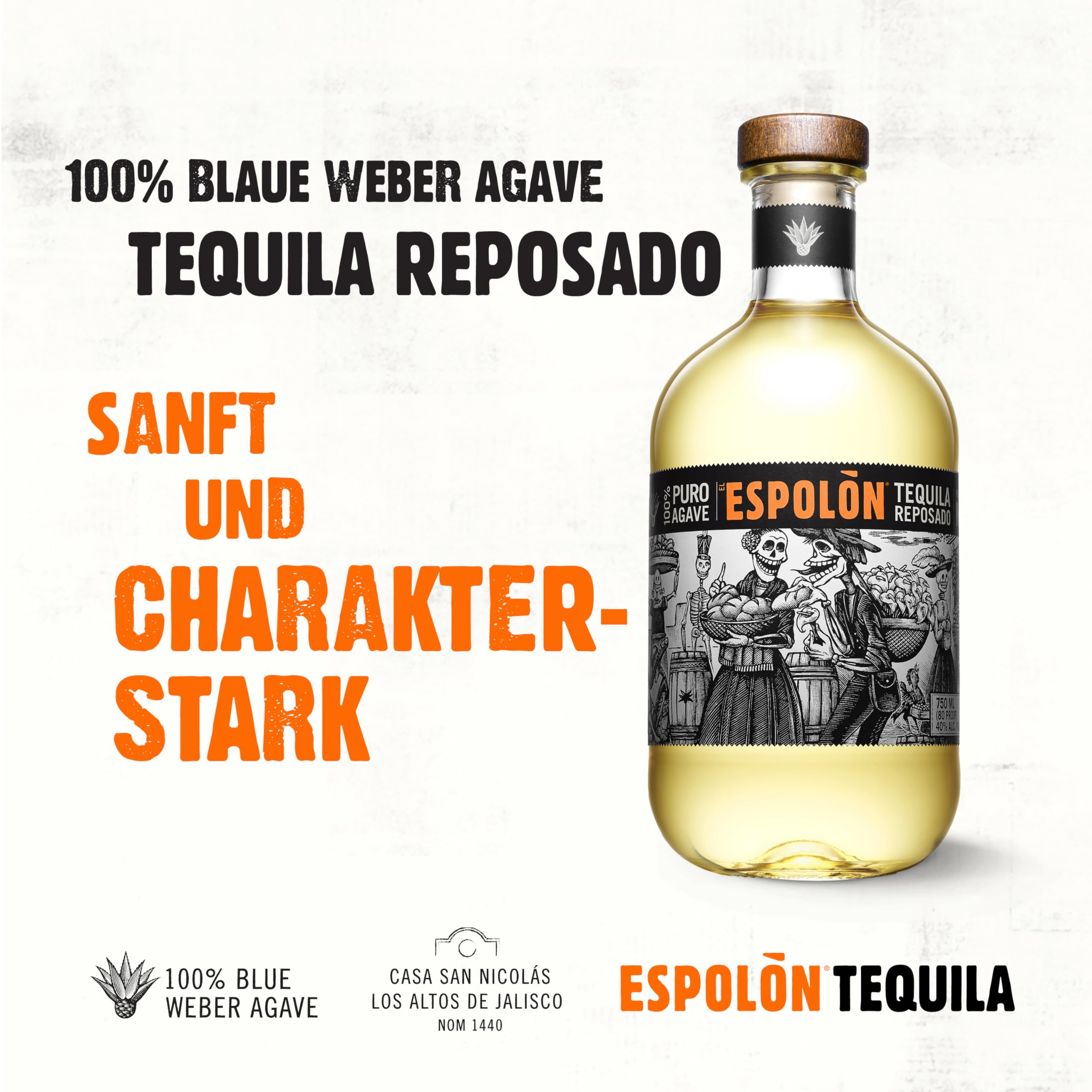 Espolón Tequila Reposado 100% puro Agave 40% Vol. 0,7l