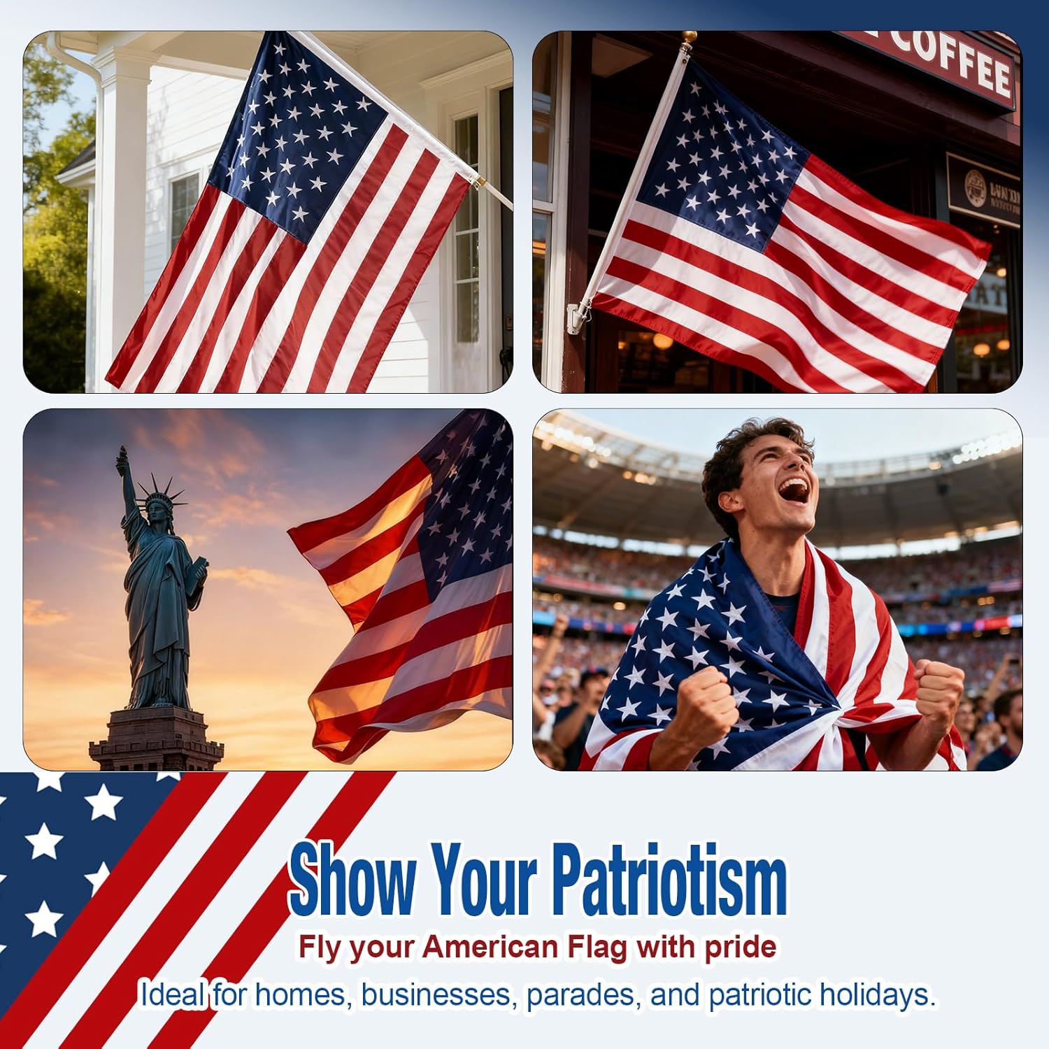 American Flag 3x5 Outdoor Heavy Duty Polyester Embroidered Stars Sewn Stripes Brass Grommets Waterproof Fade Tear & Wind Resistant US Flag - Image 2