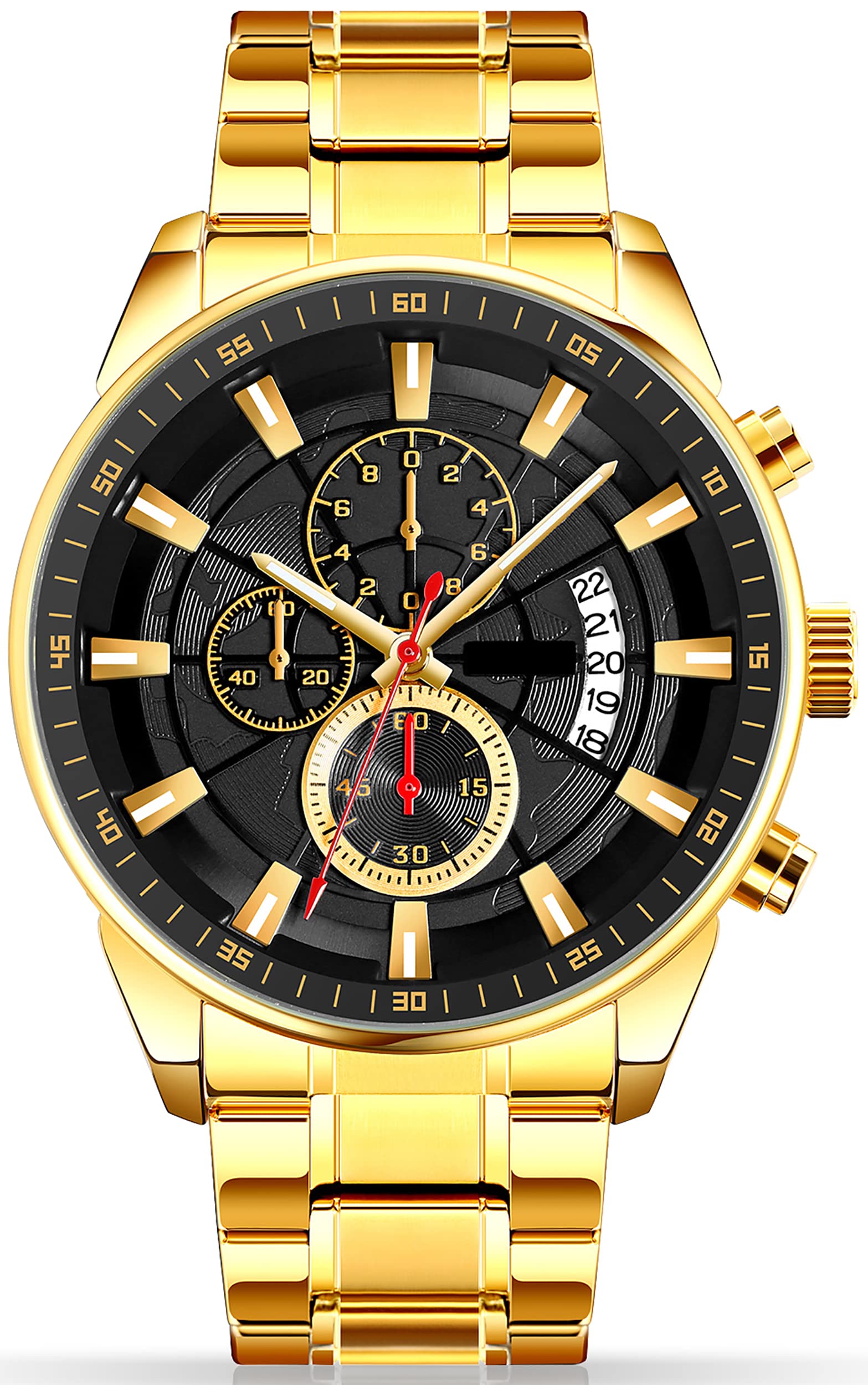 kieyeeno Reloj Cronógrafo para Hombre, Impermeable Relojes Business Casual Deporte Reloj Acero Inoxidable de Relojes Pulsera Analogicos Fecha de Pulsera Regalo Elegante