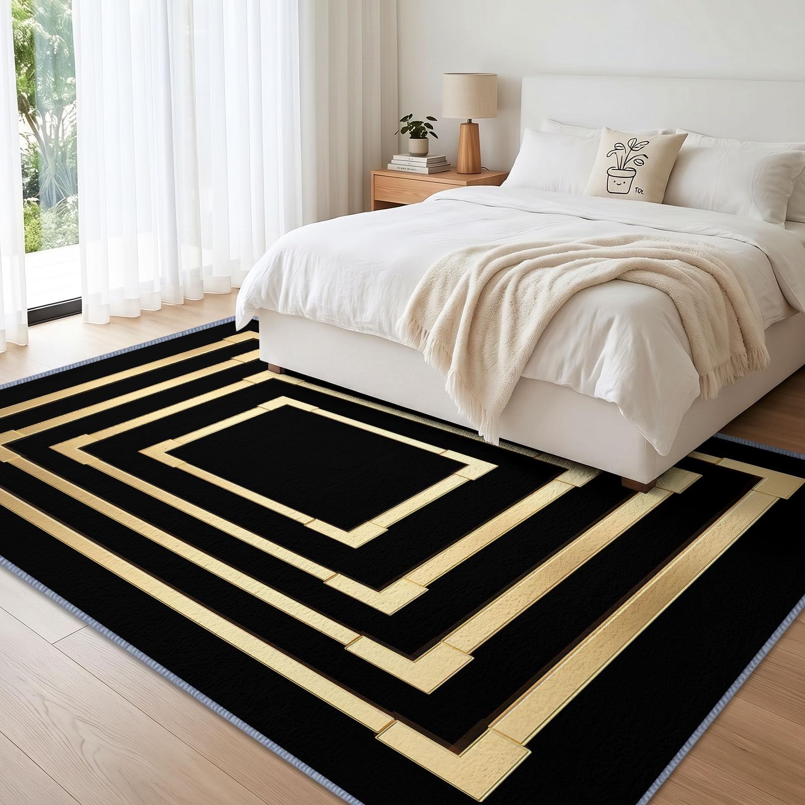 Zmywalny geometryczny kwadratowy dywan do salonu 160 x 230 cm