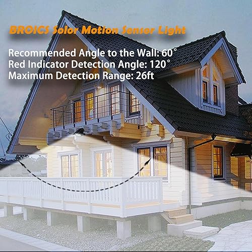 Miniatura 5 de BROICS Luces solares con sensor de movimiento para exteriores, detección de movimiento, impermeable, 2000 lúmenes, cámara falsa, inalámbrica, con