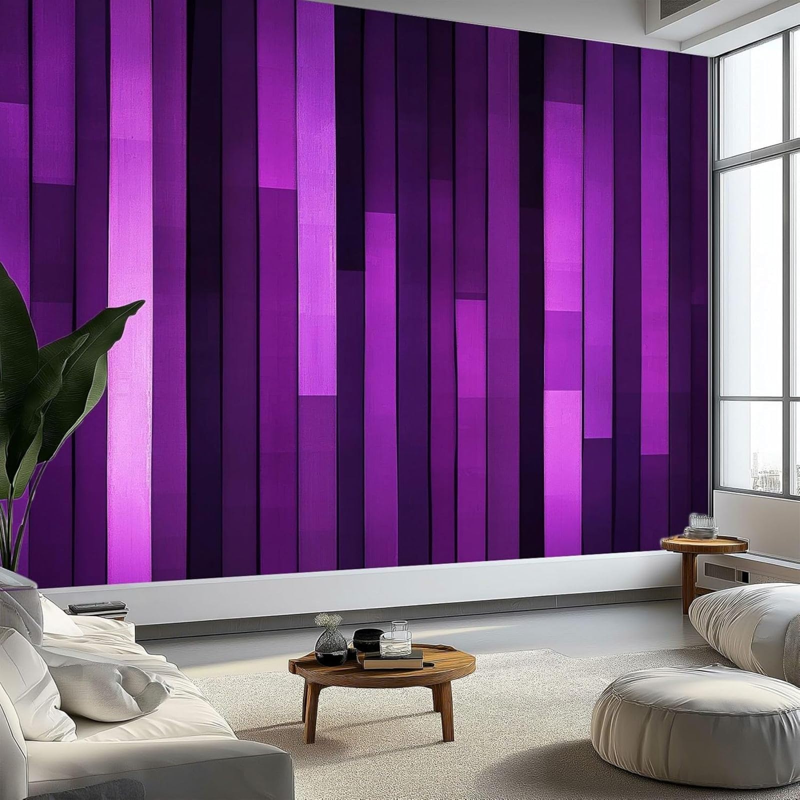 hgjdjhnf Art Photo Wallpaper Non-Woven Wallpaper Abstract Geometric Stripes Wall Bedroom Living Room Dark Purple,400cmx280cm Stickers - Frameless Painting - Poster