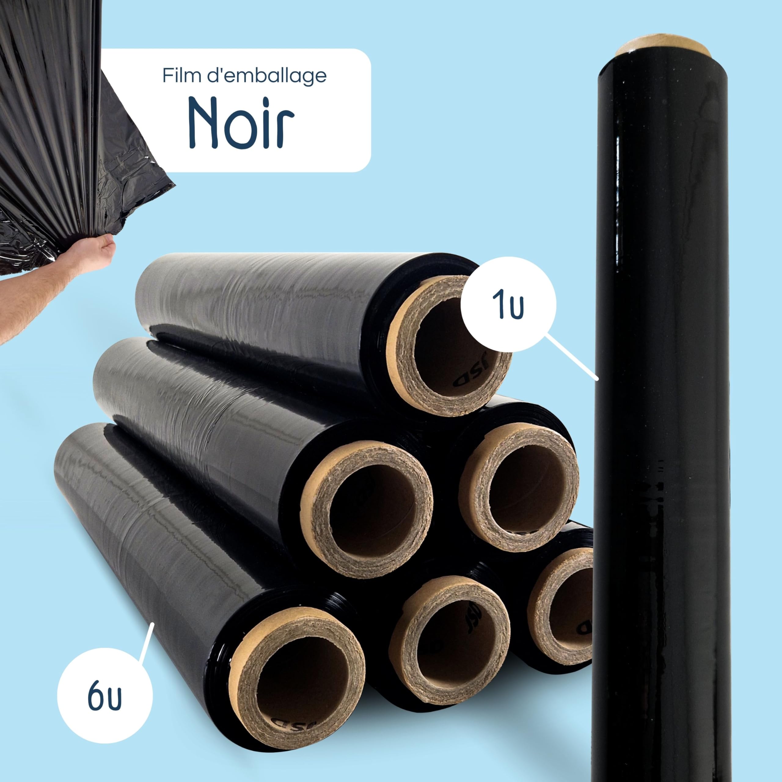 Raylu Paper Film Étirable Industriel Noir Haute Élasticité 1 Unité