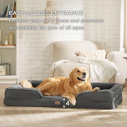 Vista 200 de Bedsure - Cama ortopédica mediana para perros, sofá cama impermeable para perros medianos, espuma de soporte con funda extraíble y lavable, forro