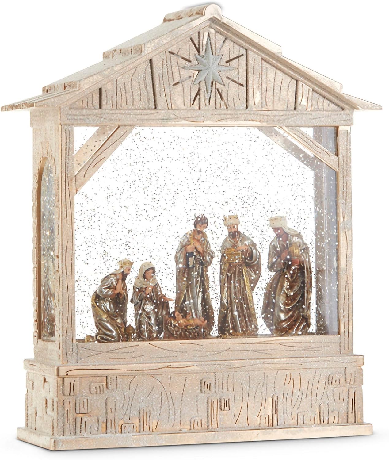 RAZ Imports Nativity Musical Lighted Water Creche, 10-inch Height, Christmas Decor, Holiday Season, Table and Shelve Accent