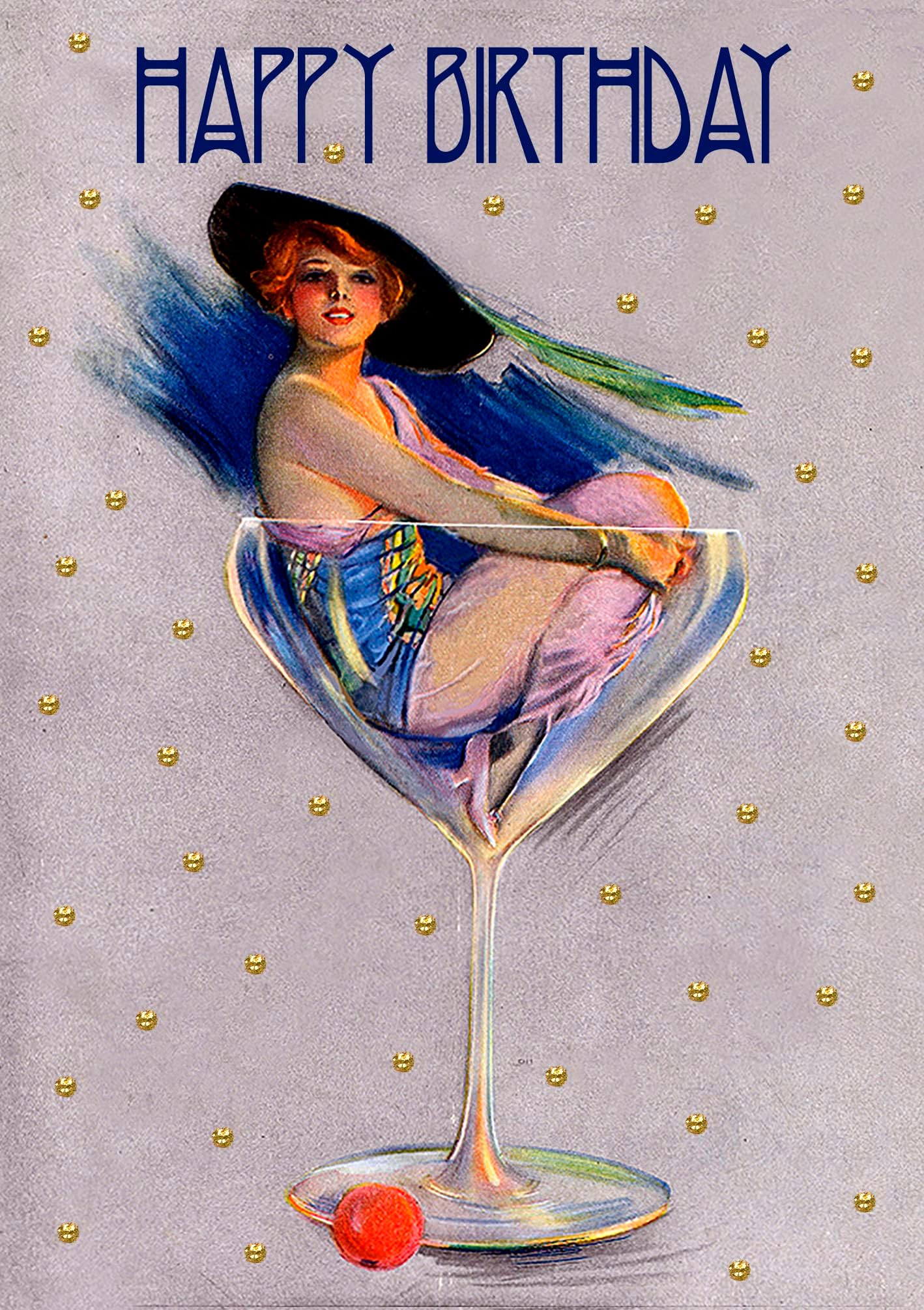 Madame Treacle Flitter Finish Cocktail Happy Birthday Card