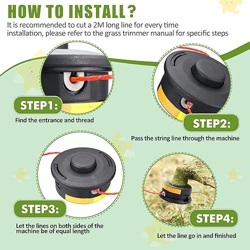 Miniatura 4 de EAONE Cuerda para malezas de 328 pies, línea de recortadora de hilo de 0.095 pulgadas en carrete, cuerda Wacker de 1 libra resistente, naranja,