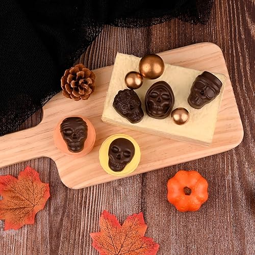 Miniatura 5 de Actvty Moldes de chocolate con calavera, moldes de caramelo de chocolate de Halloween, 2 paquetes de 10 moldes de silicona con 5 diseños diferentes