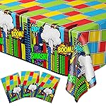 Blue Orchards Comic Superhero Table Covers (Pack of 3) 108x54 XL - Superhero Table Cloth for Parties, Superhero Party Decoration, Plates and Napkin, Super Hero Brithday Party Supplies