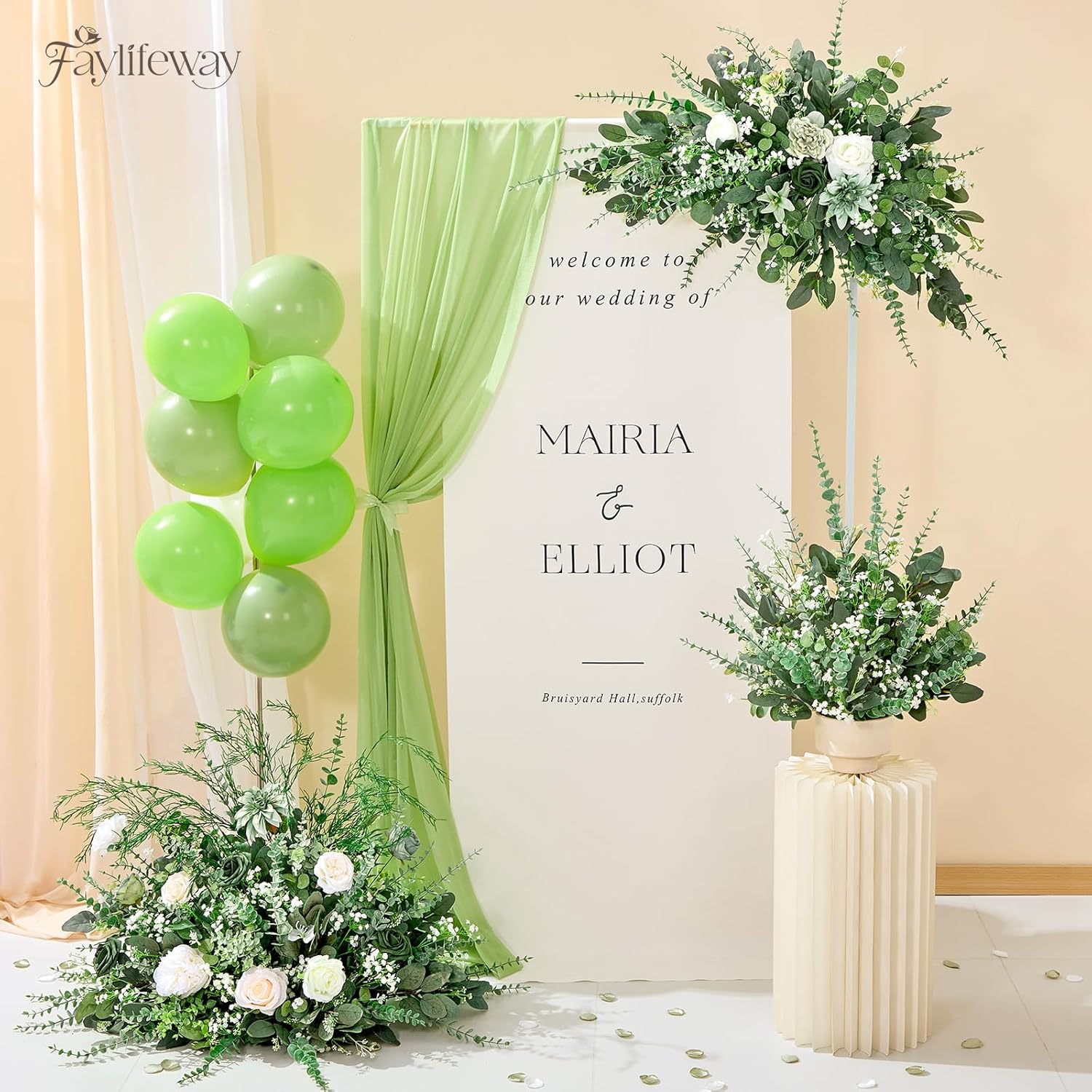 60 PCS 4 Kinds Mixed Artificial Greenery Stems,Baby Breath Flowers Artificial Bulk with Fake Eucalyptus Stems for Wedding Vase Bouquet Home Floral Decor