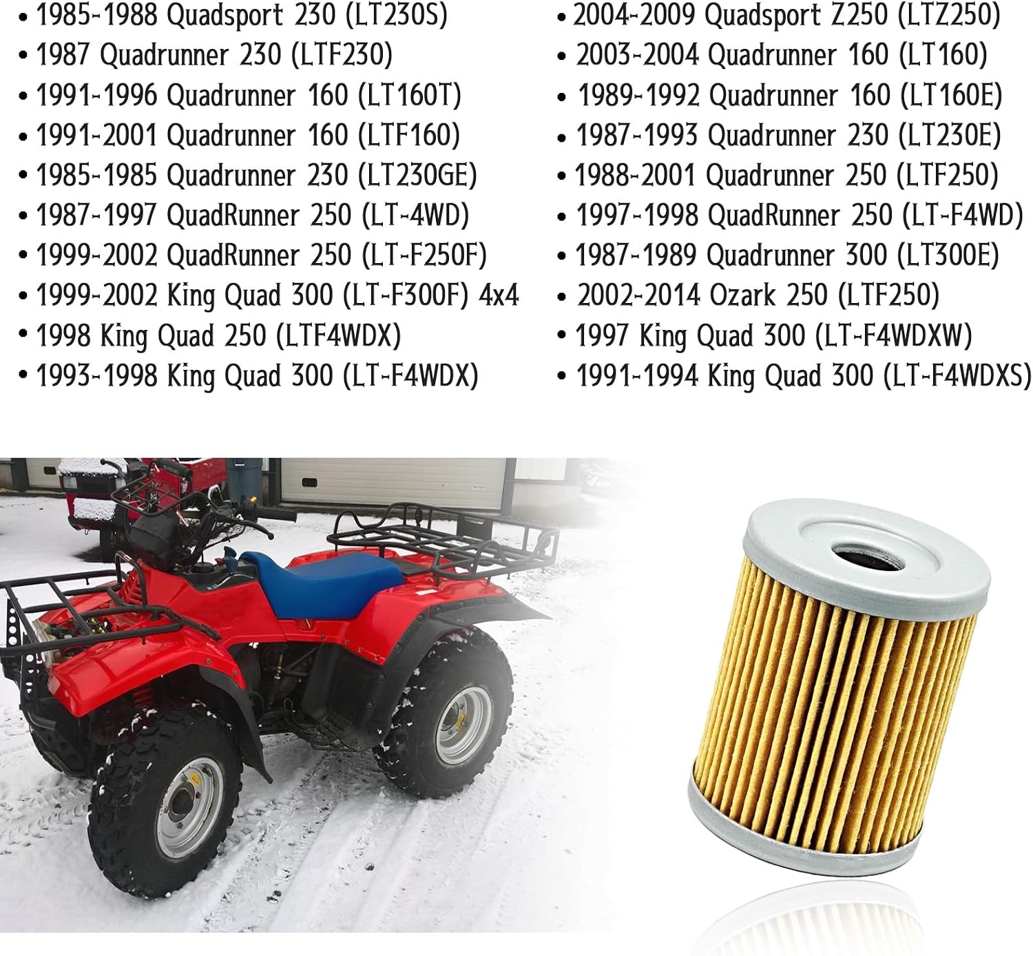 5Pcs Oil Filter Kit Compatible with Suzuki DR125/SE DRZ125L DR-Z125 DR200 DR200S/SE Quad Runner 160 230 250 300 King Quad 250 300 Ozark 250