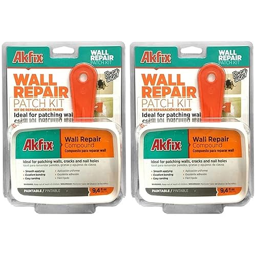 Akfix Kit de reparación de paneles de yeso, kit de reparación de pared Spackle con parche, papel de lija, masilla, relleno de agujeros compuestos,