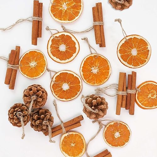 Christmas Decorations - 36Pcs Natural Orange Slices Cinnamon Pinecones Set