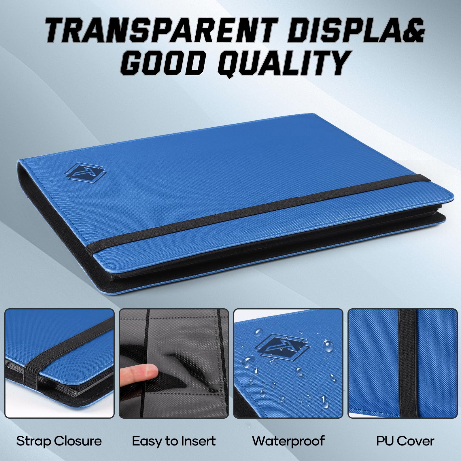 9 Pocket Card Binder,PU Card Ablums,Trading Card Binder Holder,432 Side Loading Pockets Sports Card Book Card Folder Card Album Card Holder Fit for MTG Football Play Cards (dark blue) - Image 4