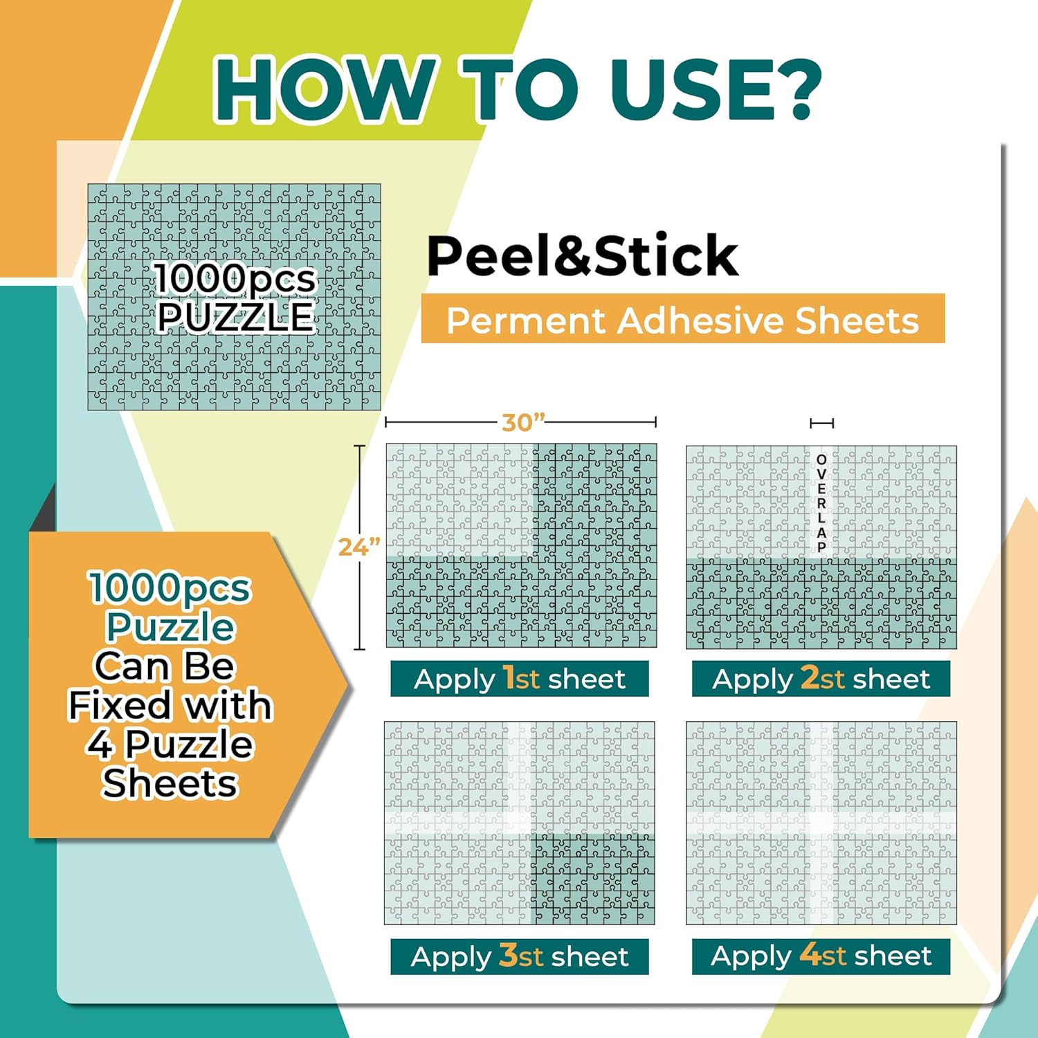 HASHI Puzzle Glue (8oz) with Silicone Applicator + HASHI Puzzle Saver 8 Sheets (12.4 x 15.3 inches)