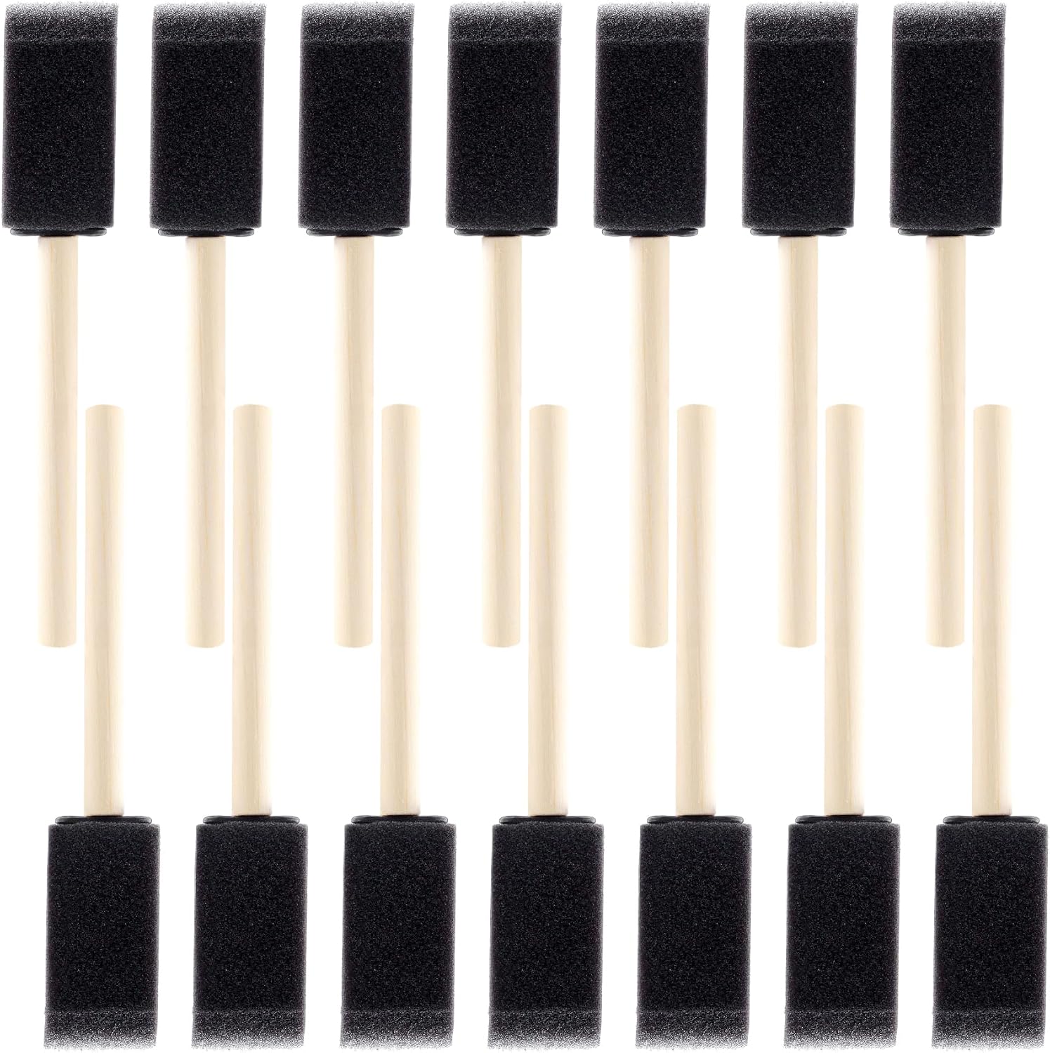 SmallCat 5 PCS Foam Paint Brushes, 2.97 Inch Foam Sponge Brushes for Varnishes, Reusable Sponge Brushes with Wood Handles for Painting, Staining, and DIY Crafts - Black