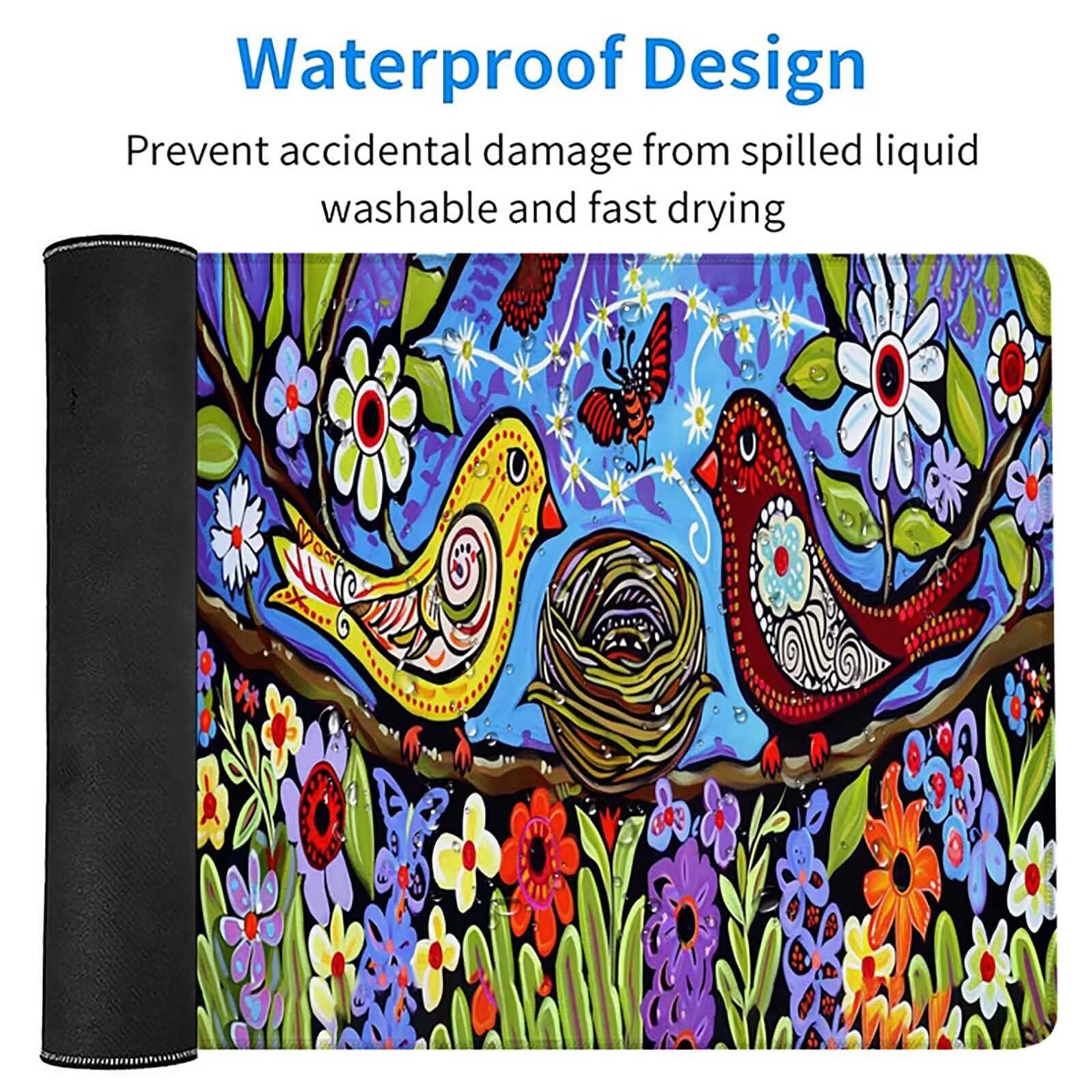 Podkładka pod mysz XXL 1200x600x3mm, kolorowa podkładka pod mysz do gier z antypoślizgową gumową powierzchnią, poprawia precyzję i szybkość, akcesoria biurowe, prezent dla mężczyzn, ptak I-7315