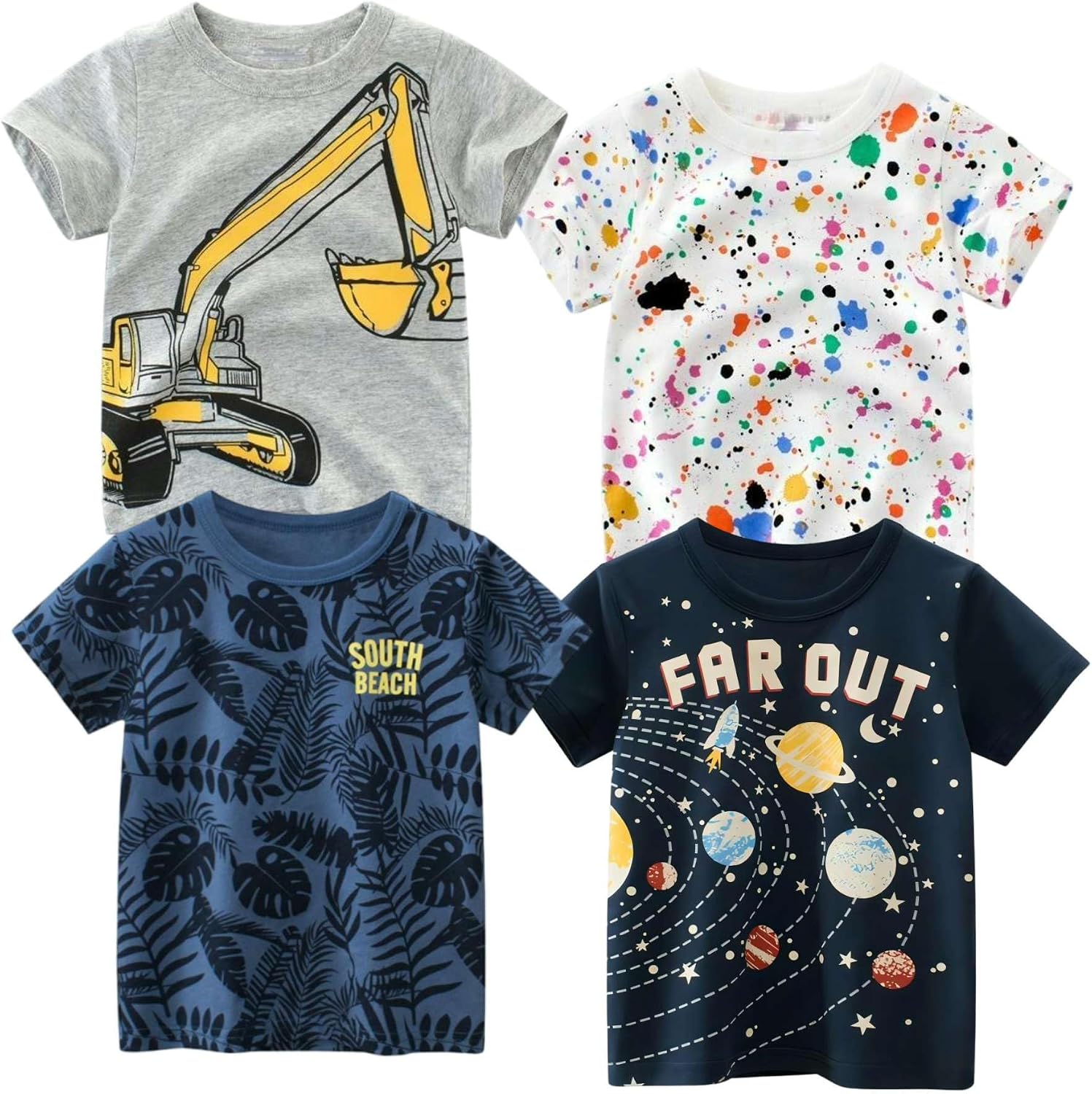 Boys Shirts, Toddler Boys' Tops Tees T Shirts Kids Short Sleeve Summer Excavator Clothes 2-8T